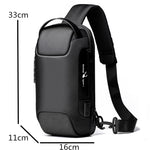 Men's Waterproof USB Oxford Crossbody Bag Anti-theft Shoulder Sling Bag Multifunction Short Travel Messenger Chest Pack For Male