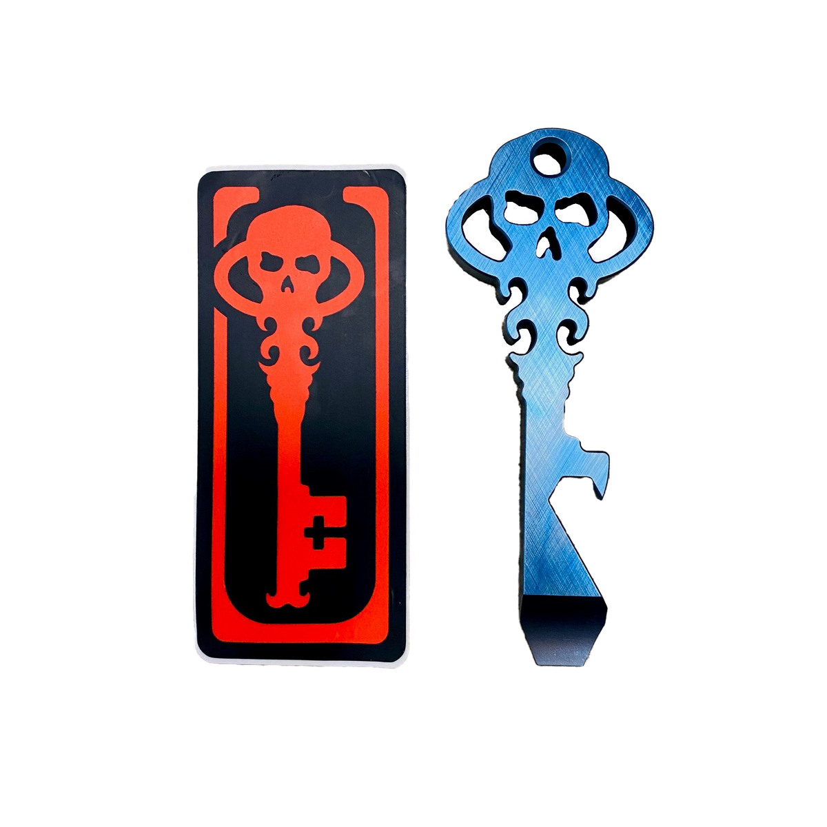 Chaves Knives Skeleton Key Tool Prybar Titanium BLUE Crosshatch
