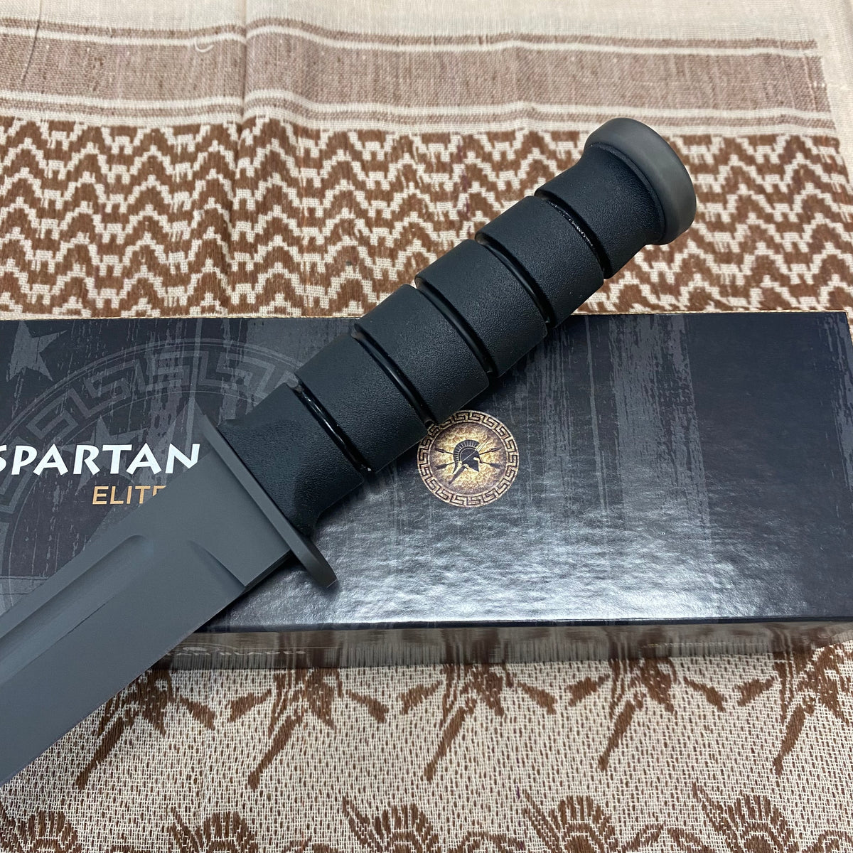 Spartan KA-Bar 7" CPM MagnaCut Black Fixed Blade Knife with Kydex Black Sheath SB54BKBKKYBK