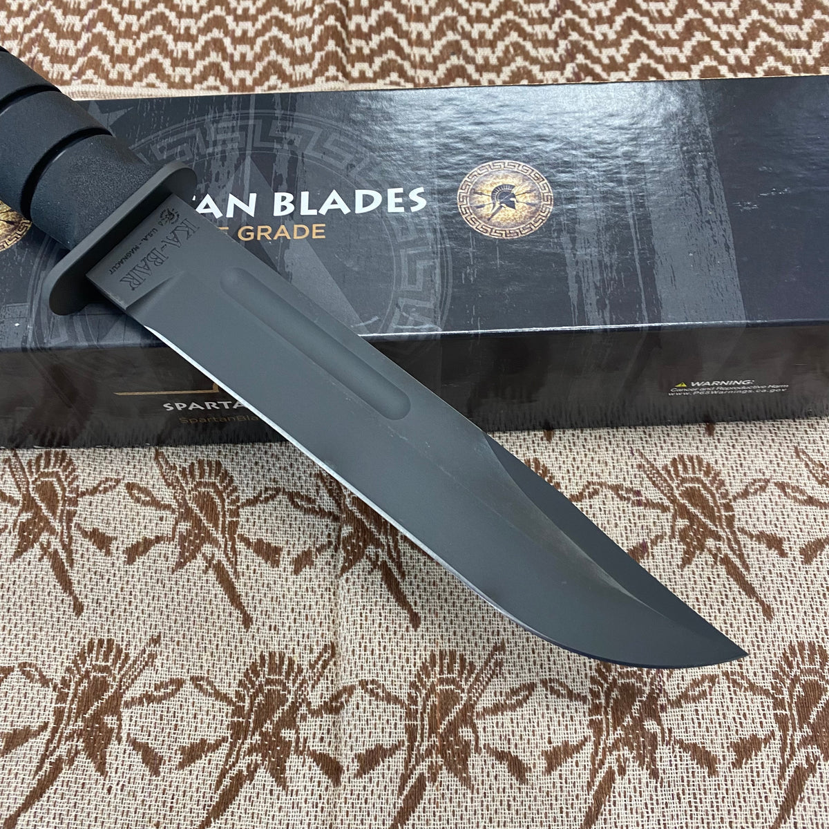 Spartan KA-Bar 7" CPM MagnaCut Black Fixed Blade Knife with Black Leather Sheath SB54BKBKLTBK