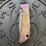 Spartan Blades Harsey Folder - Crusader Theme, Chad Nichols Damascus Blade, Purple Hardware Knife