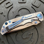 Spartan Blades Harsey Folder - Pin Up Girl Theme, Stonewash Magnacut Blade, Blue ANO Hardware Knife
