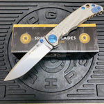 Spartan Blades Harsey Folder - Gray American Waving Flag Satin Magnacut Blade, Blue ANO Hardware Knife