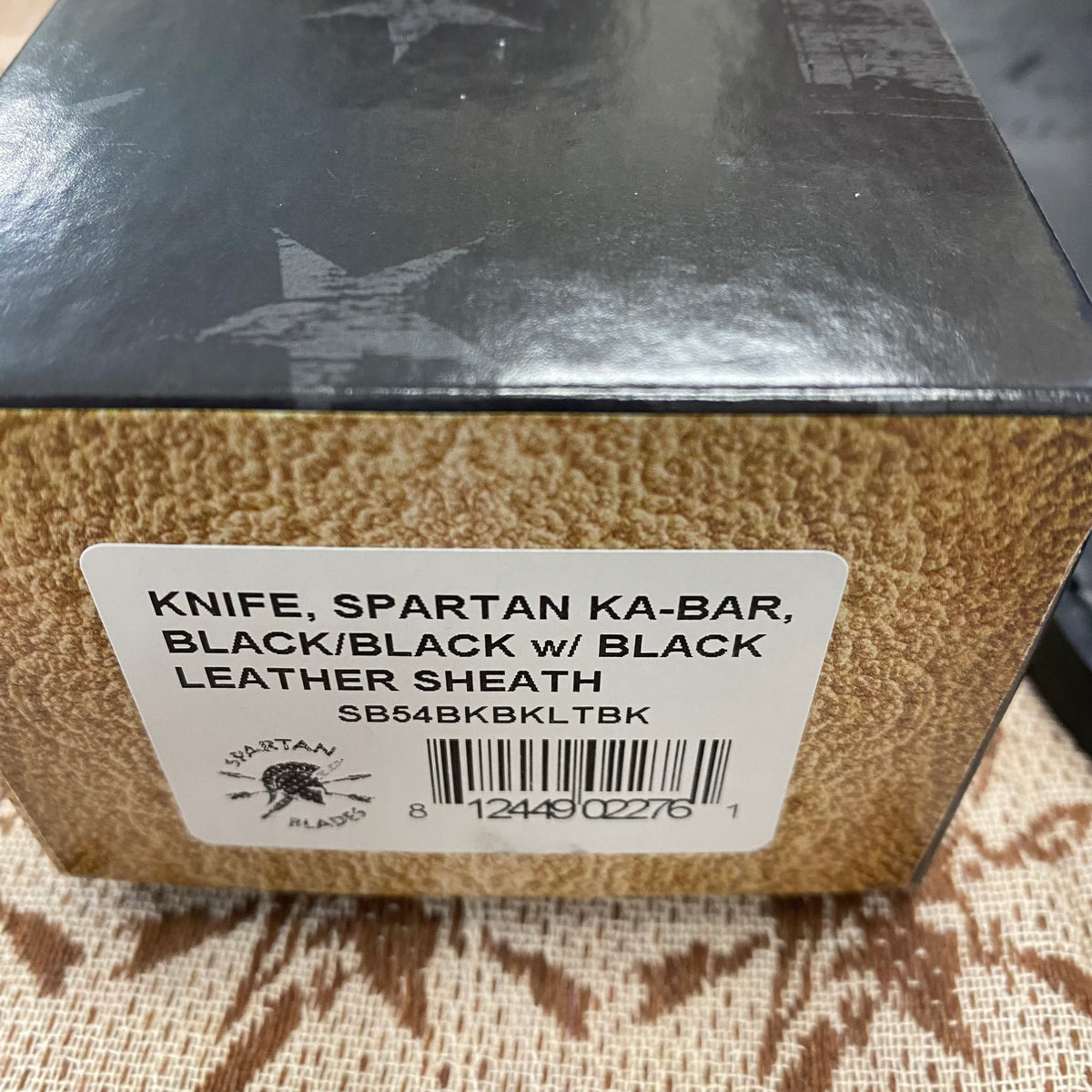Spartan KA-Bar 7" CPM MagnaCut Black Fixed Blade Knife with Black Leather Sheath SB54BKBKLTBK