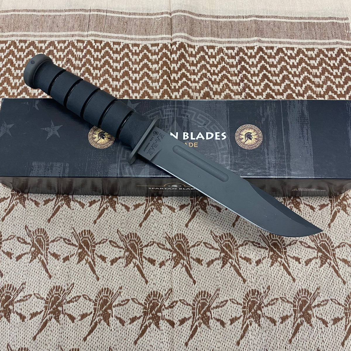 Spartan KA-Bar 7" CPM MagnaCut Black Fixed Blade Knife with Kydex Black Sheath SB54BKBKKYBK