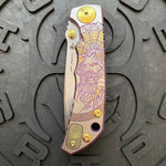 Spartan Blades Harsey Folder - Zeus 2023 Theme, Stonewash Magnacut Blade, Bronze ANO Hardware Knife