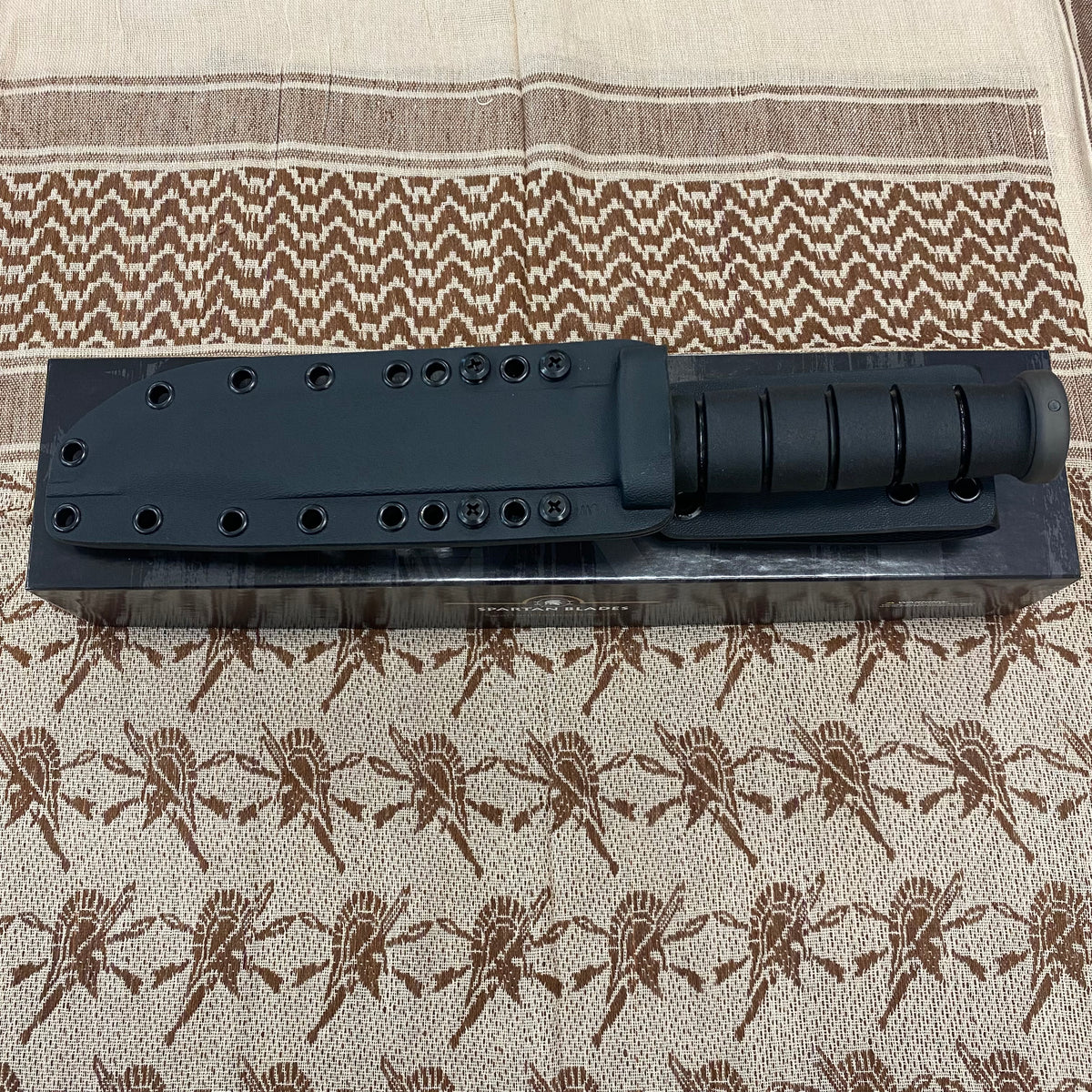 Spartan KA-Bar 7" CPM MagnaCut Black Fixed Blade Knife with Kydex Black Sheath SB54BKBKKYBK
