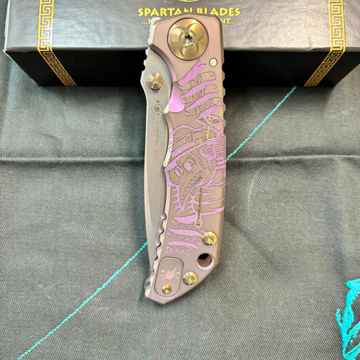 Spartan Blades Harsey Folder - Plague Doctor PINK Magnacut Special Edition Knife