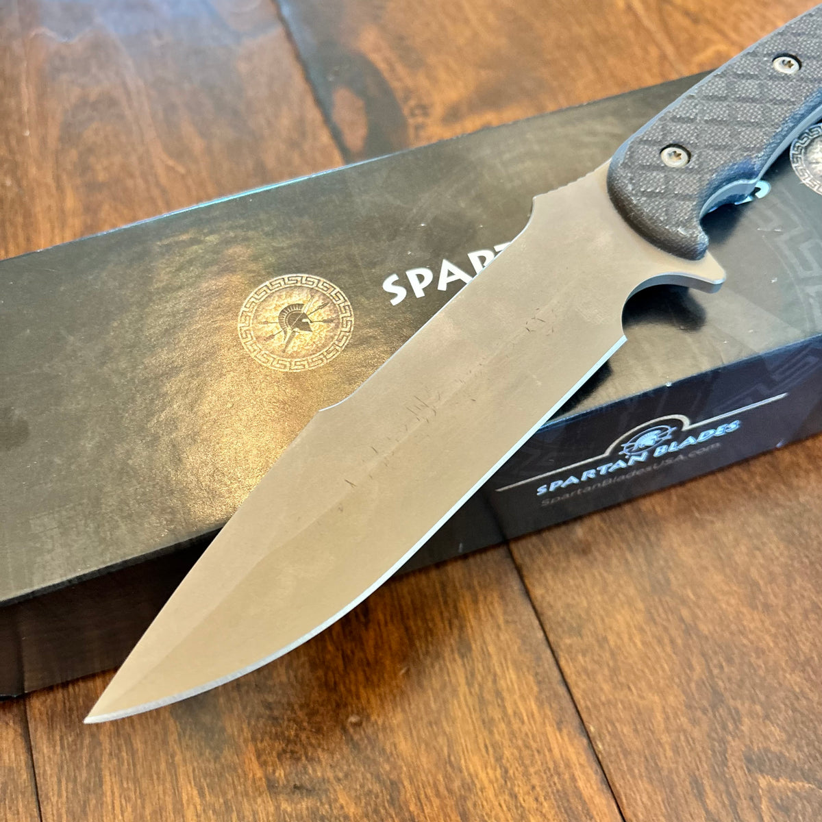 Spartan Blades Horkos Flat Hard Earth 5.6" Fixed Blade Knife Micarta Flat Dark Earth Handle with Tan Molle Sheath SB4DEGRNLTN