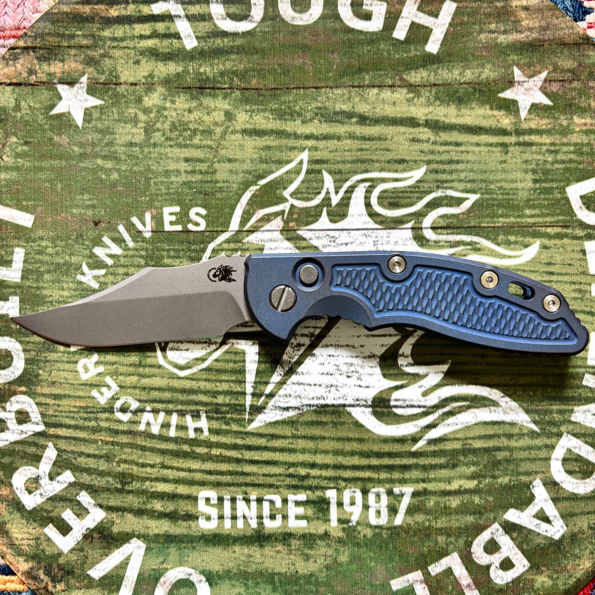 Hinderer XM-18 3.5" S45VN Bowie Automatic Battle Blue Titanium Knife PERSONAL COLLECTION