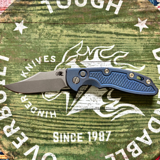 Hinderer XM-18 3.5" S45VN Bowie Automatic Battle Blue Titanium Knife PERSONAL COLLECTION