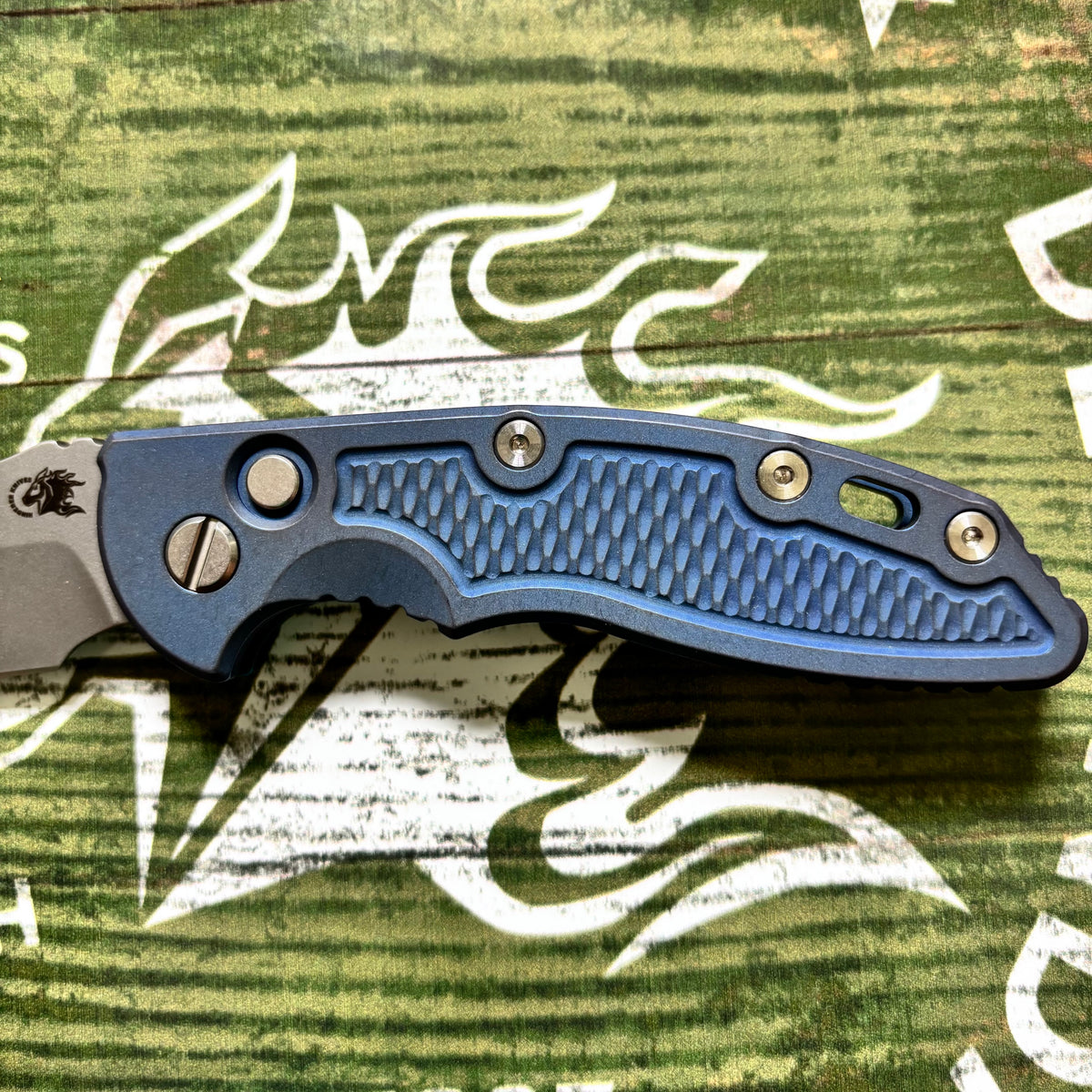 Hinderer XM-18 3.5" S45VN Bowie Automatic Battle Blue Titanium Knife PERSONAL COLLECTION