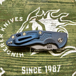 Hinderer XM-18 3.5" S45VN Bowie Automatic Battle Blue Titanium Knife PERSONAL COLLECTION