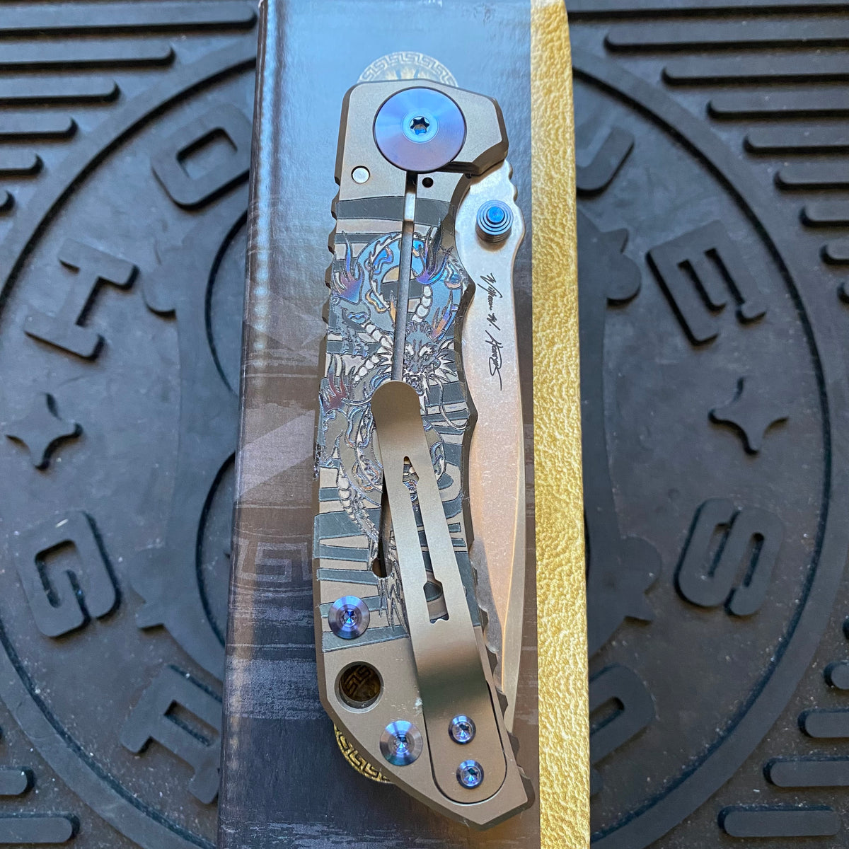 Spartan Blades SF5DRAGON SHF Dragon Harsey Folding Knife 3.95" S45VN Stonewashed Plain Blade, Titanium Handles