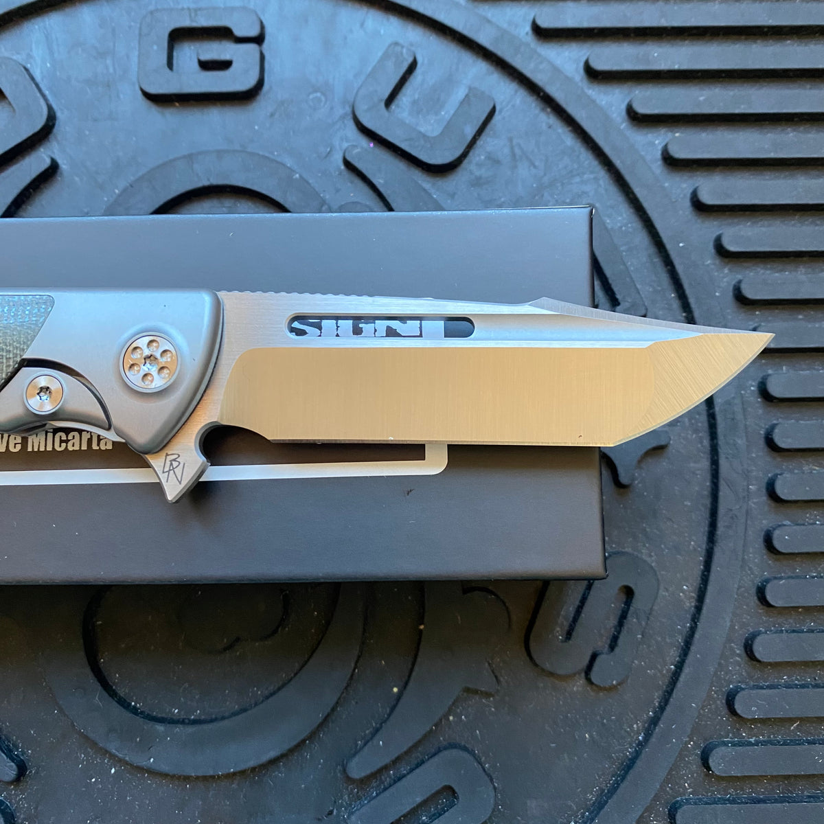 Sharp By Design Mini Evo Flipper 3.25" Satin Harpoon OD OLIVE MICARTA Inlay Knife