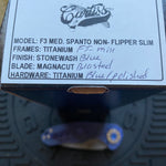 Curtiss Custom F3 Medium SLIM 3.25" Spanto NON-Flipper, FJ-Mill Blue ANO, Blasted Magnacut Folding Knife