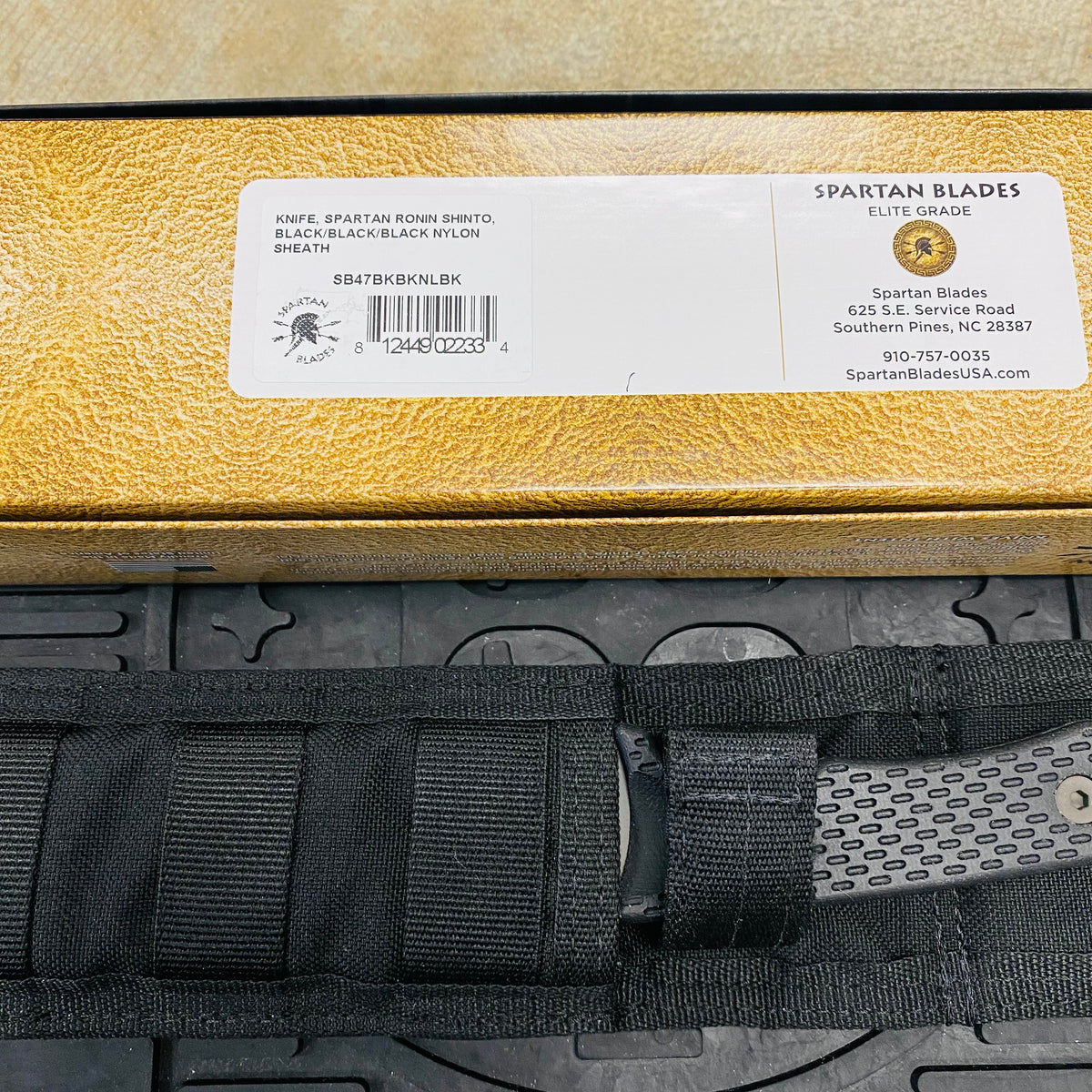 Spartan Blades Ronin Shinto Black 5.6" Blade Black CE Canvas Micarta Handles Knife with Black Nylon Sheath SB47BKBKNLBK