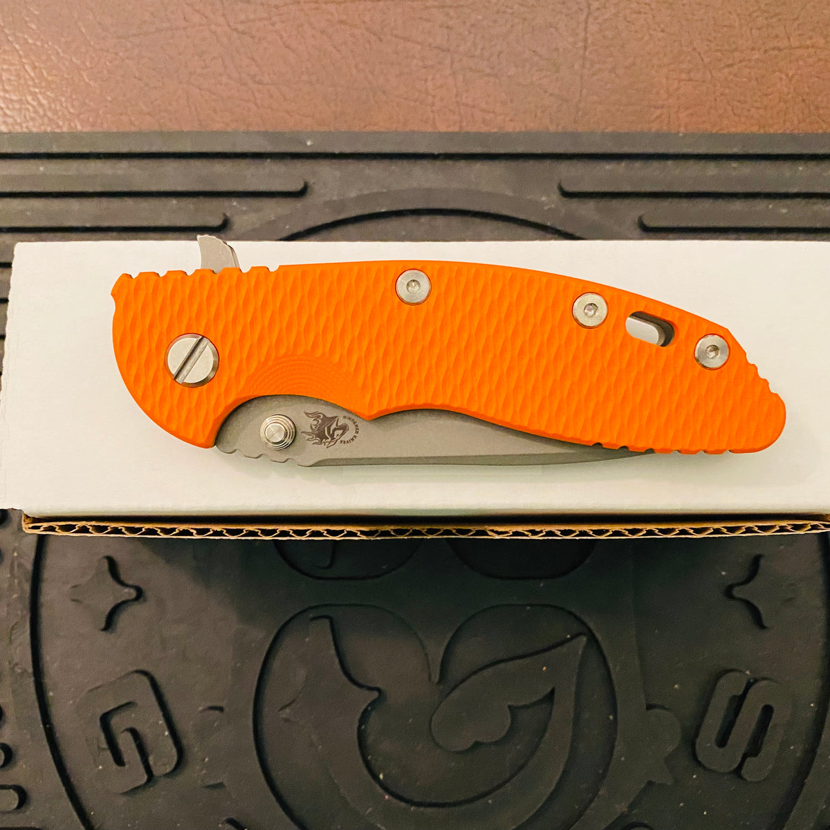 Rick Hinderer XM-18 3.5″ Recurve Tri-Way Battle Bronze Orange G10 Folding Knife