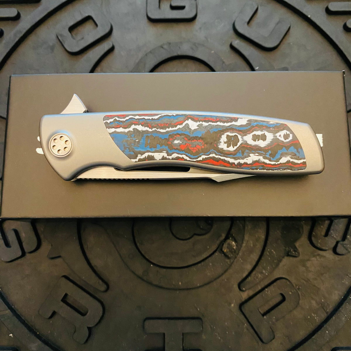 Sharp By Design Mini Evo Flipper 3.25" Satin HARPOON NEBULA FAT CARBON Inlay Knife