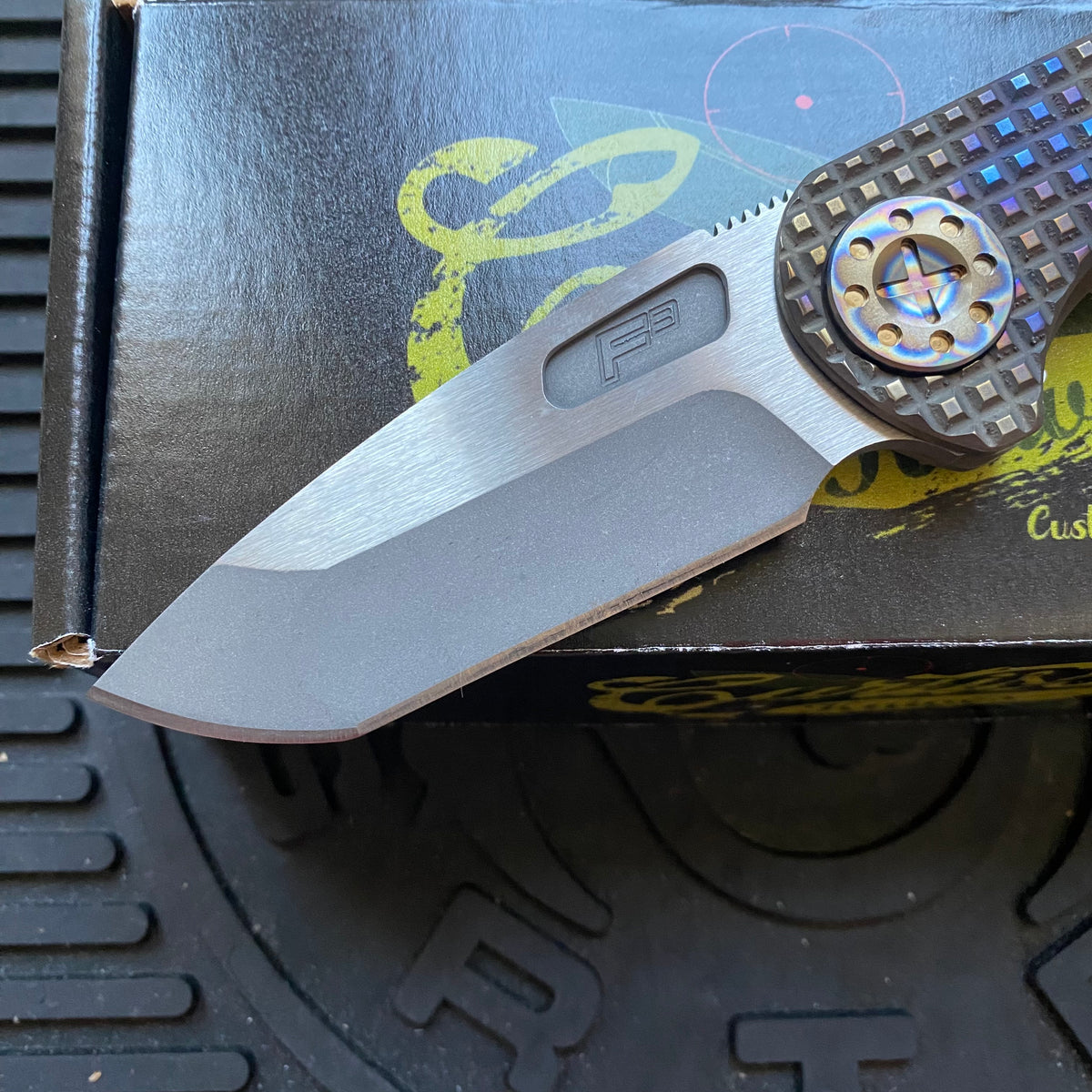 Curtiss Custom F3 Medium SLIM 3.25" Spanto NON-Flipper, Frag-Mill Torched, 2 Tone Stonewash Magnacut Folding Knife