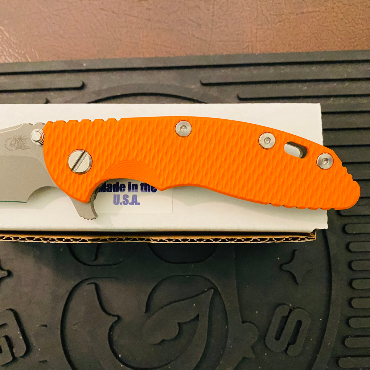 Rick Hinderer XM-18 3.5″ Recurve Tri-Way Battle Bronze Orange G10 Folding Knife