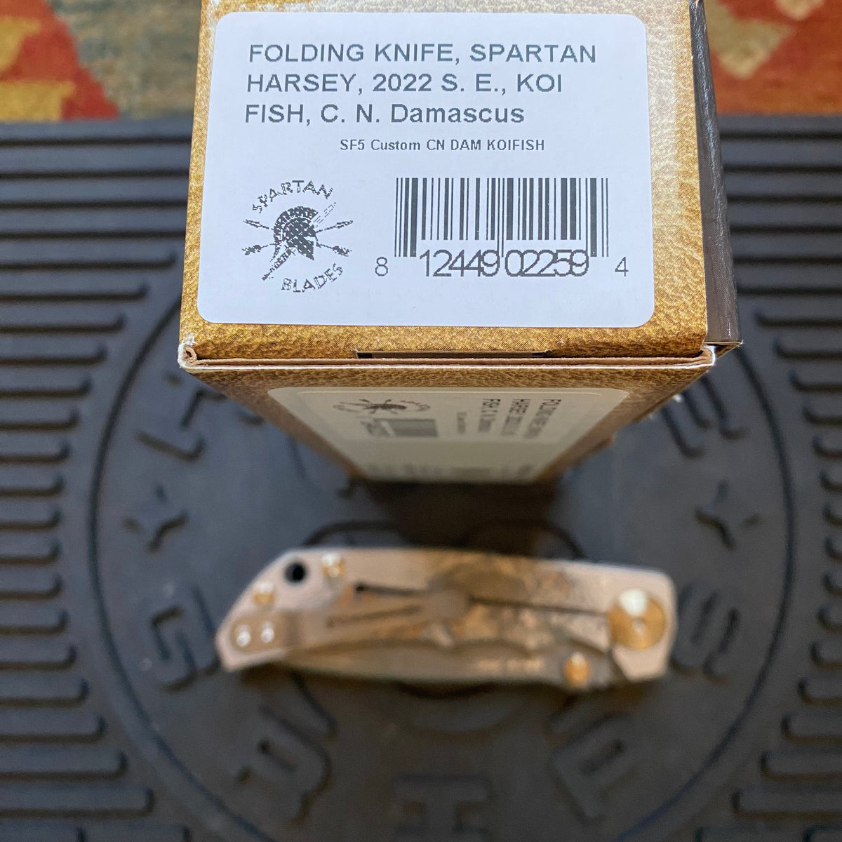 Spartan Blades SF5 KOI FISH Damascus SHF Koi Fish Harsey Folding Knife 3.95" Damascus Blade, Titanium Handles