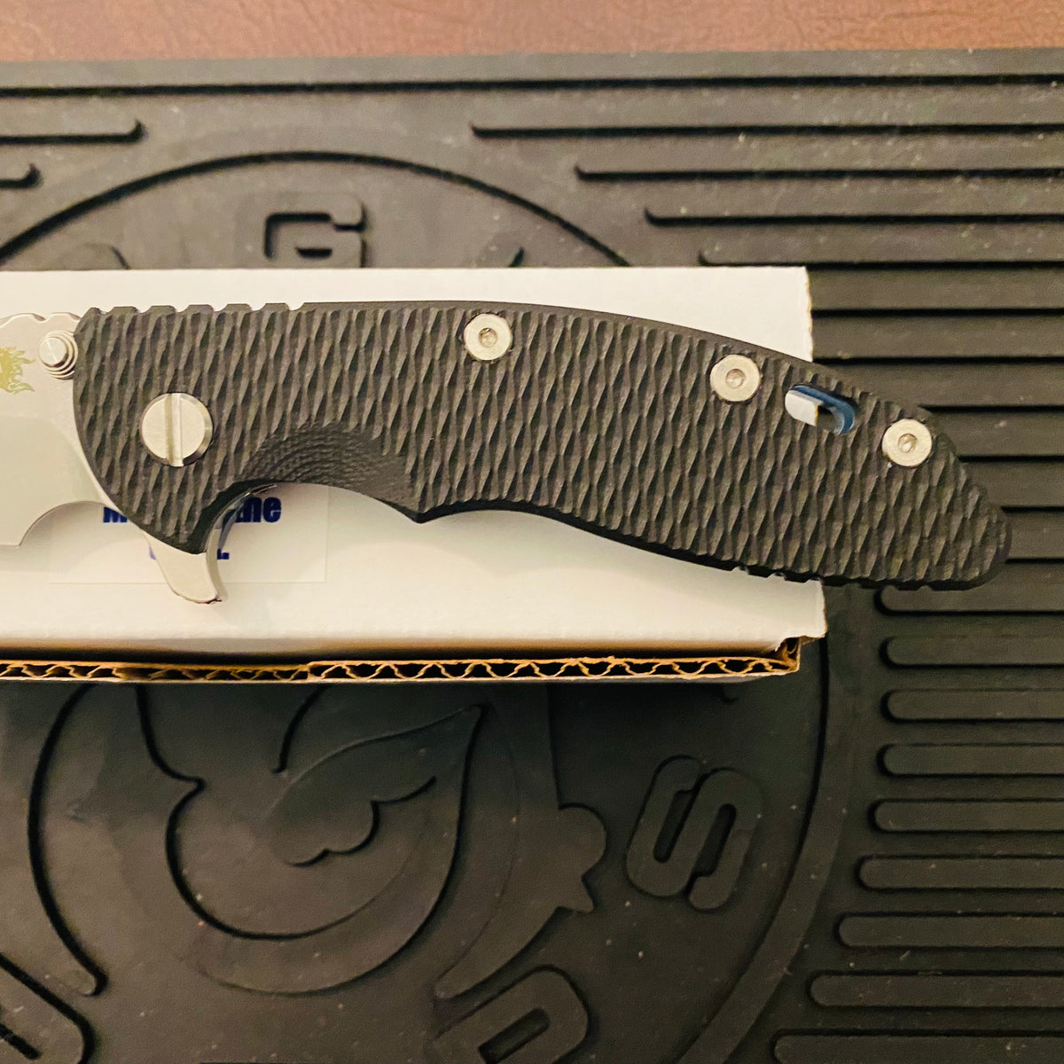 Rick Hinderer XM-18 3.5″ Recurve Tri-Way Stonewash Blue Black G10 Folding Knife