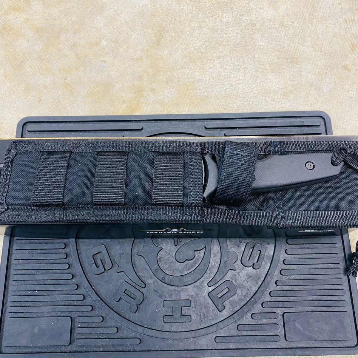 Spartan Blades Harsey Tactical Trout Black Handles 4.5" Fixed Blade Knife with Black Molle Sheath SB43BKBKNLBK
