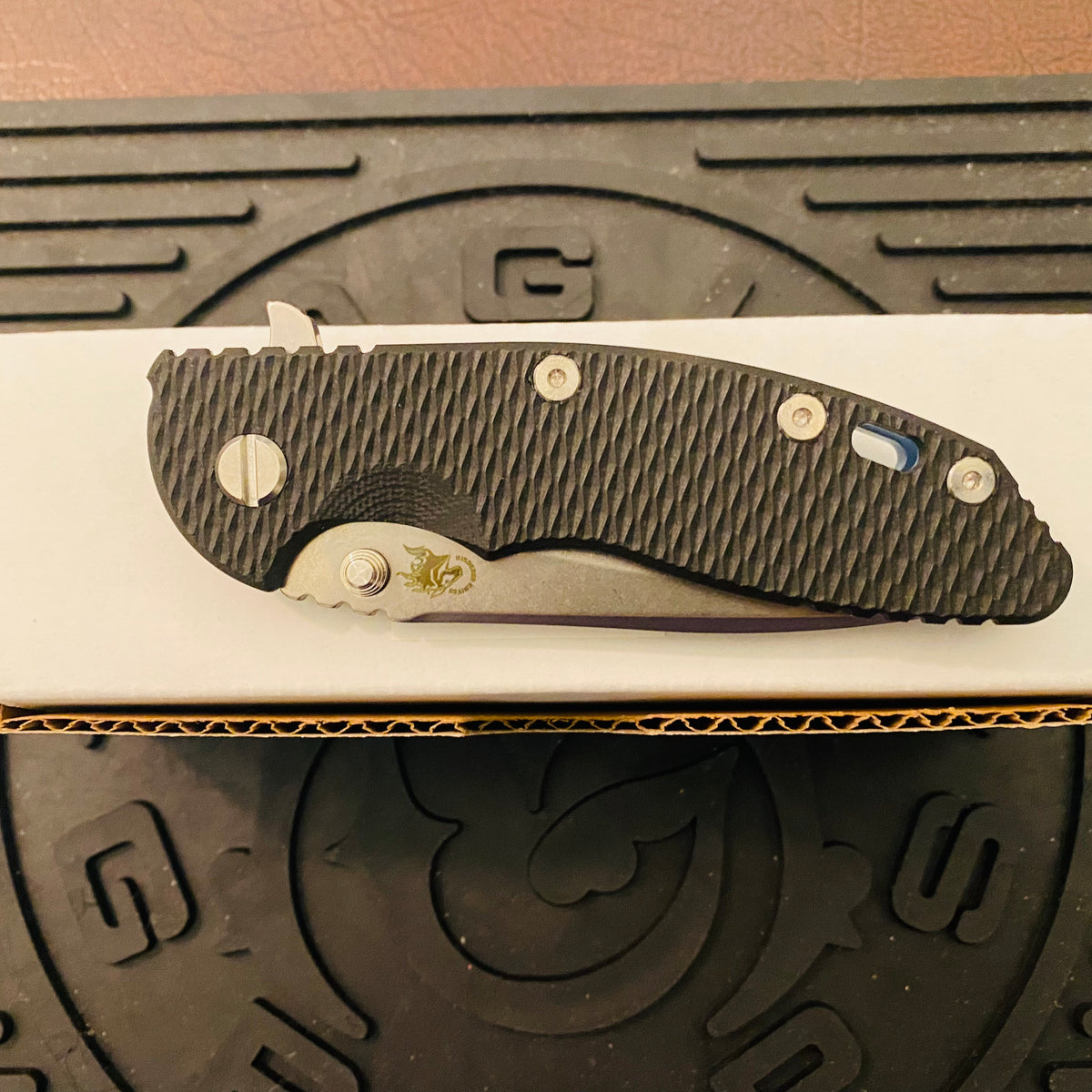 Rick Hinderer XM-18 3.5″ Recurve Tri-Way Stonewash Blue Black G10 Folding Knife