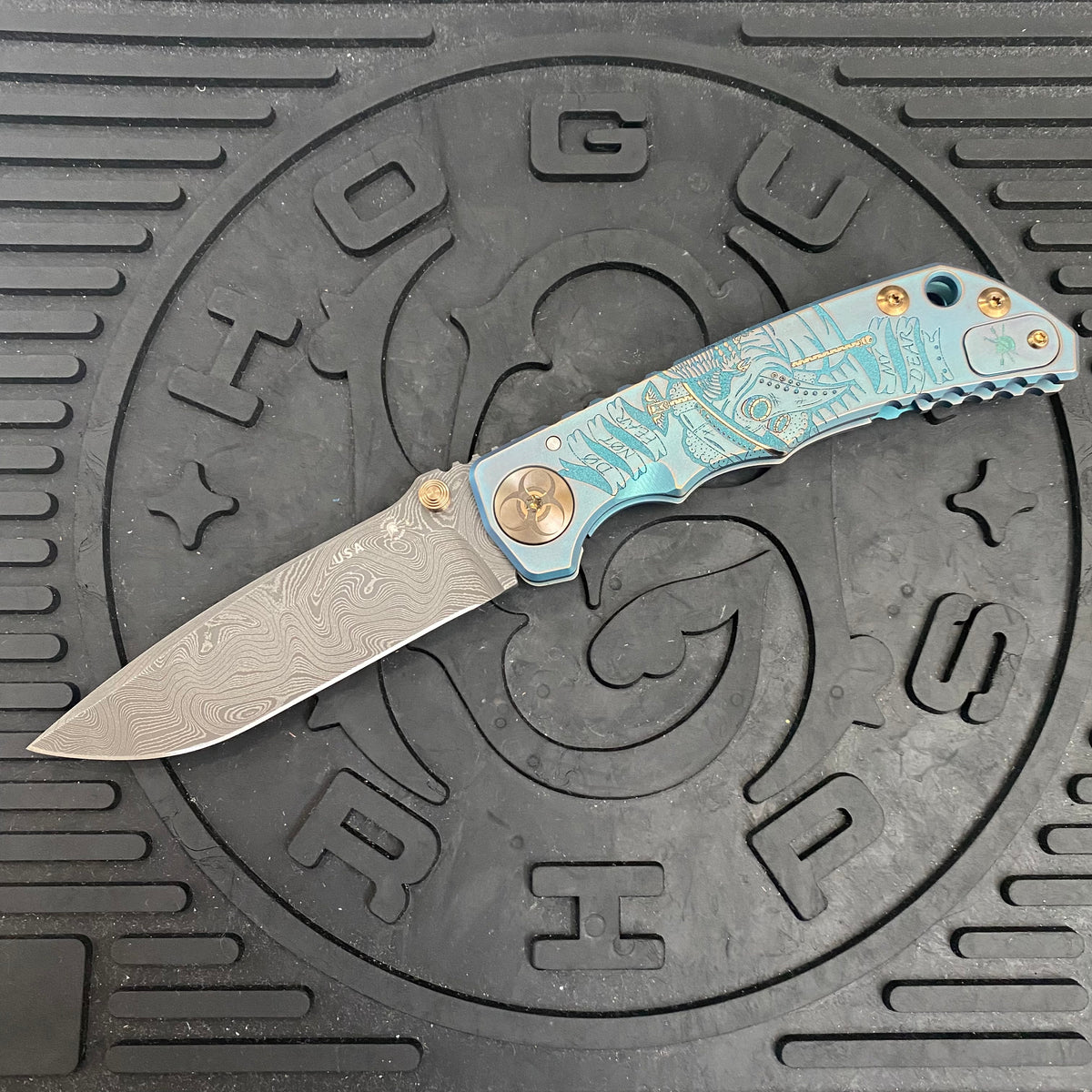 Spartan Blades Harsey Folder - Plague Doctor GREEN Special Edition Chad Nichols Damascus Blade
