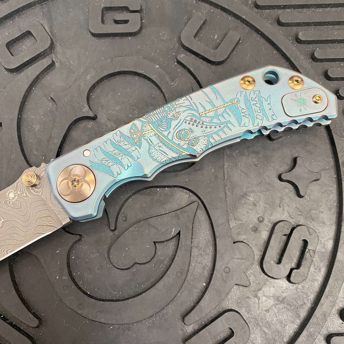 Spartan Blades Harsey Folder - Plague Doctor GREEN Special Edition Chad Nichols Damascus Blade