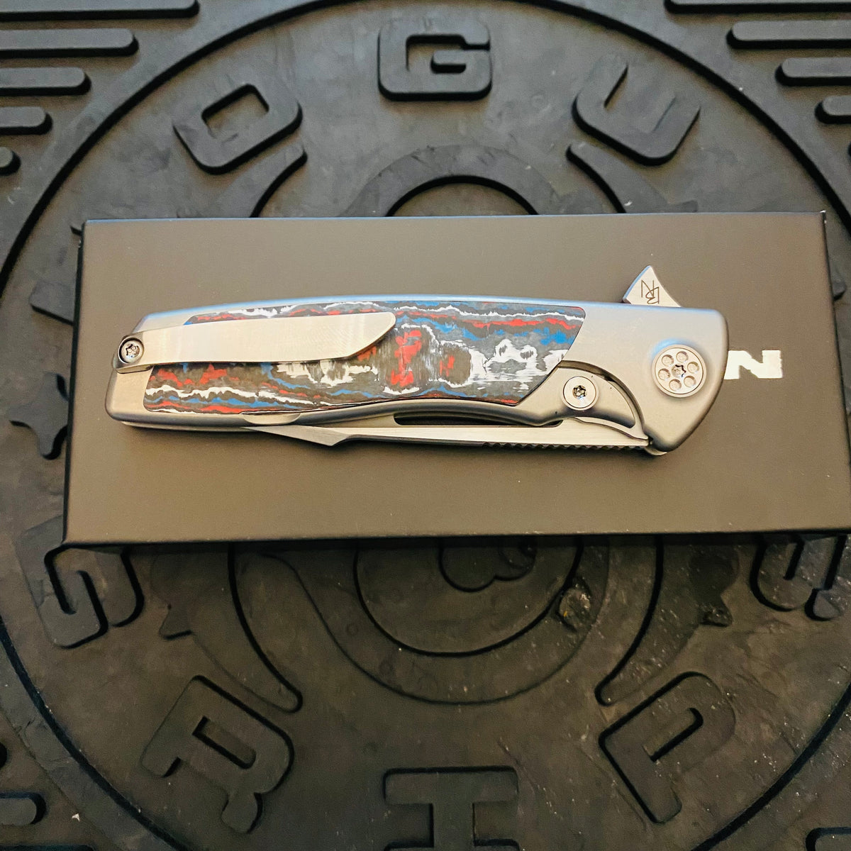 Sharp By Design Mini Evo Flipper 3.25" Satin HARPOON NEBULA FAT CARBON Inlay Knife