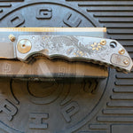 Spartan Blades SF5 KOI FISH Damascus SHF Koi Fish Harsey Folding Knife 3.95" Damascus Blade, Titanium Handles