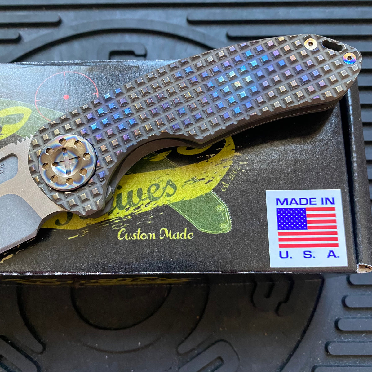 Curtiss Custom F3 Medium SLIM 3.25" Spanto NON-Flipper, Frag-Mill Torched, 2 Tone Stonewash Magnacut Folding Knife