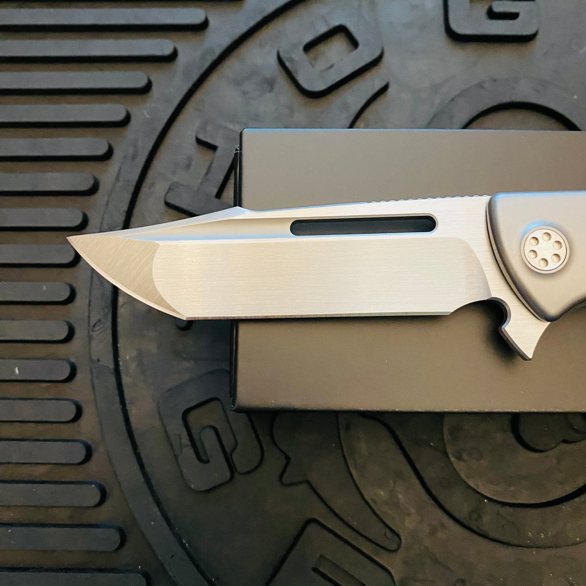 Sharp By Design Mini Evo Flipper 3.25" Satin HARPOON NEBULA FAT CARBON Inlay Knife