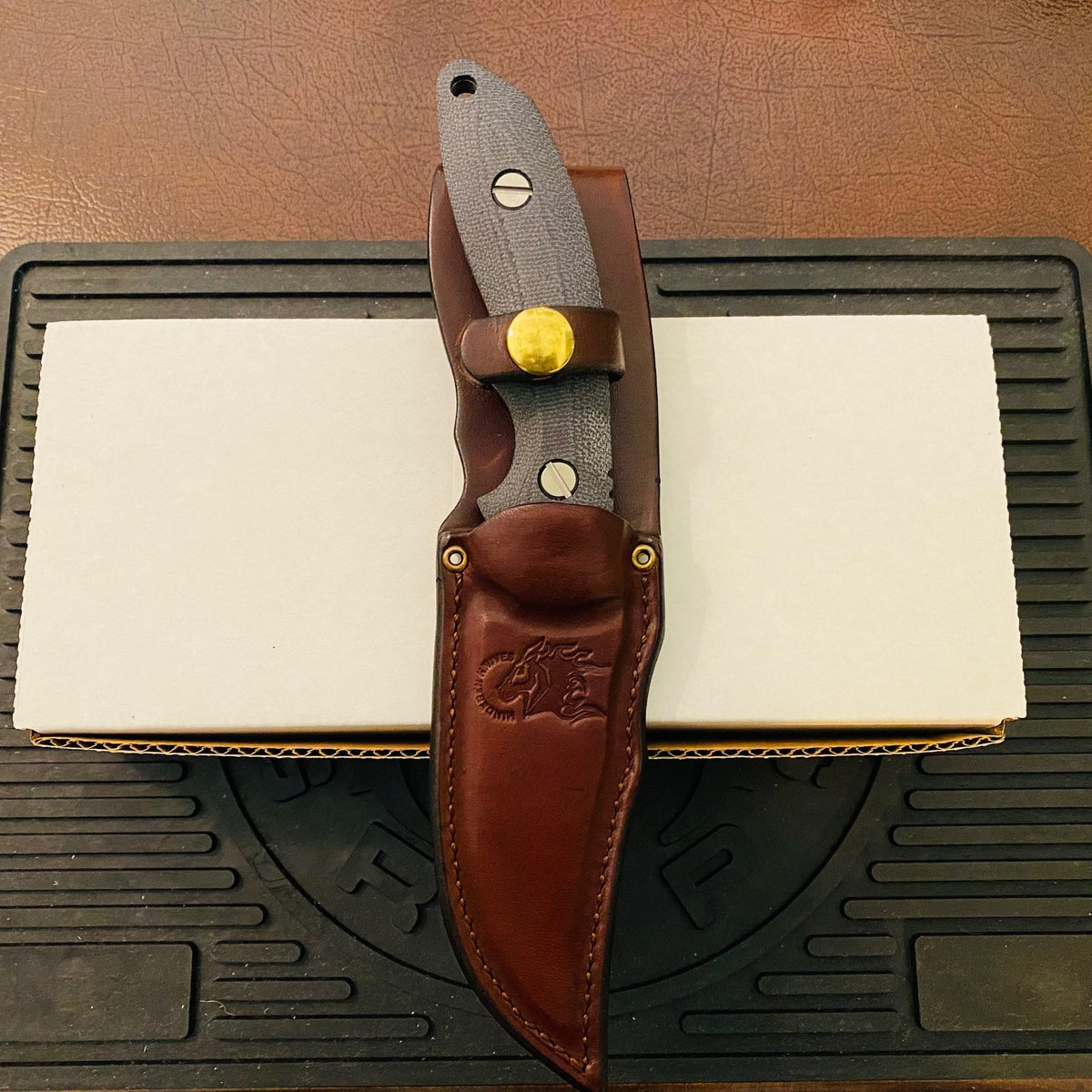 Rick Hinderer Emmett Bowie 3.83" Stonewash Black Micarta CPM 20CV Fixed Blade Knife