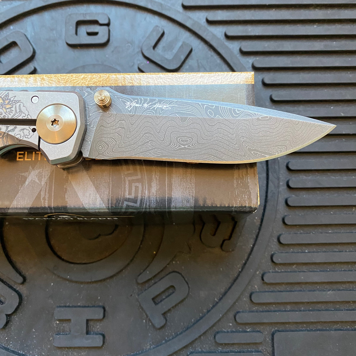 Spartan Blades SF5 KOI FISH Damascus SHF Koi Fish Harsey Folding Knife 3.95" Damascus Blade, Titanium Handles