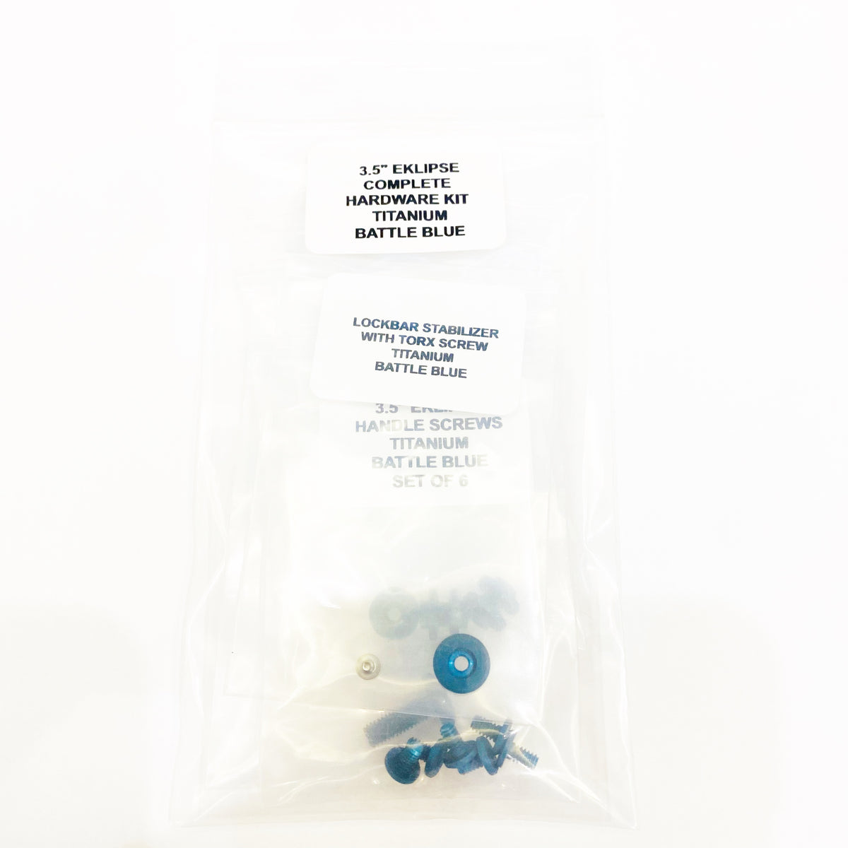 Rick Hinderer 3.5” Eklipse Complete Hardware Kit Titanium Battle Blue