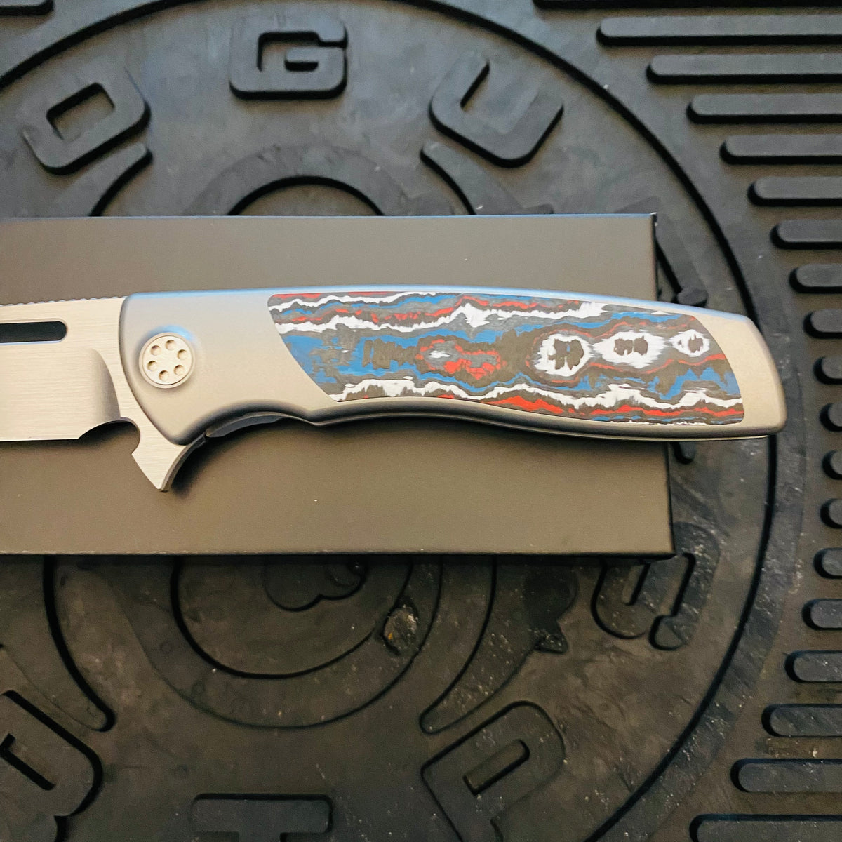 Sharp By Design Mini Evo Flipper 3.25" Satin HARPOON NEBULA FAT CARBON Inlay Knife