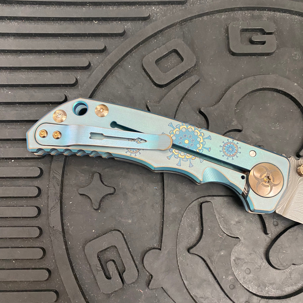 Spartan Blades Harsey Folder - Plague Doctor GREEN Special Edition Chad Nichols Damascus Blade