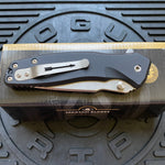 Spartan Blades SF3SW PALLAS Flipper 3.75" S35VN Stonewashed Plain Blade, Black Aluminum Handles