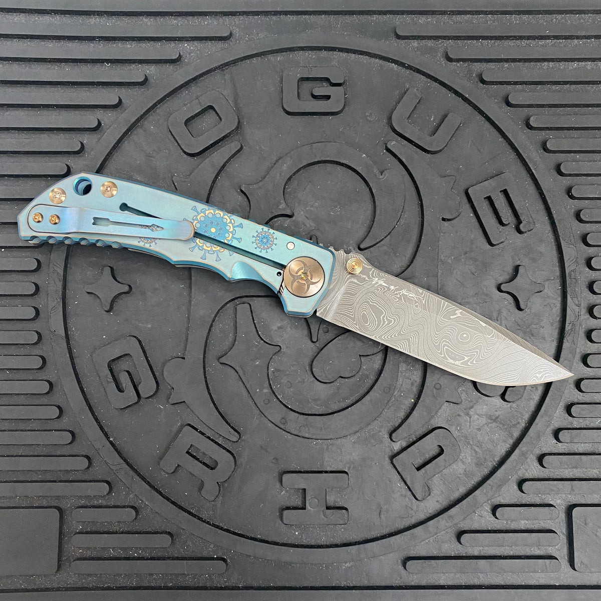 Spartan Blades Harsey Folder - Plague Doctor GREEN Special Edition Chad Nichols Damascus Blade