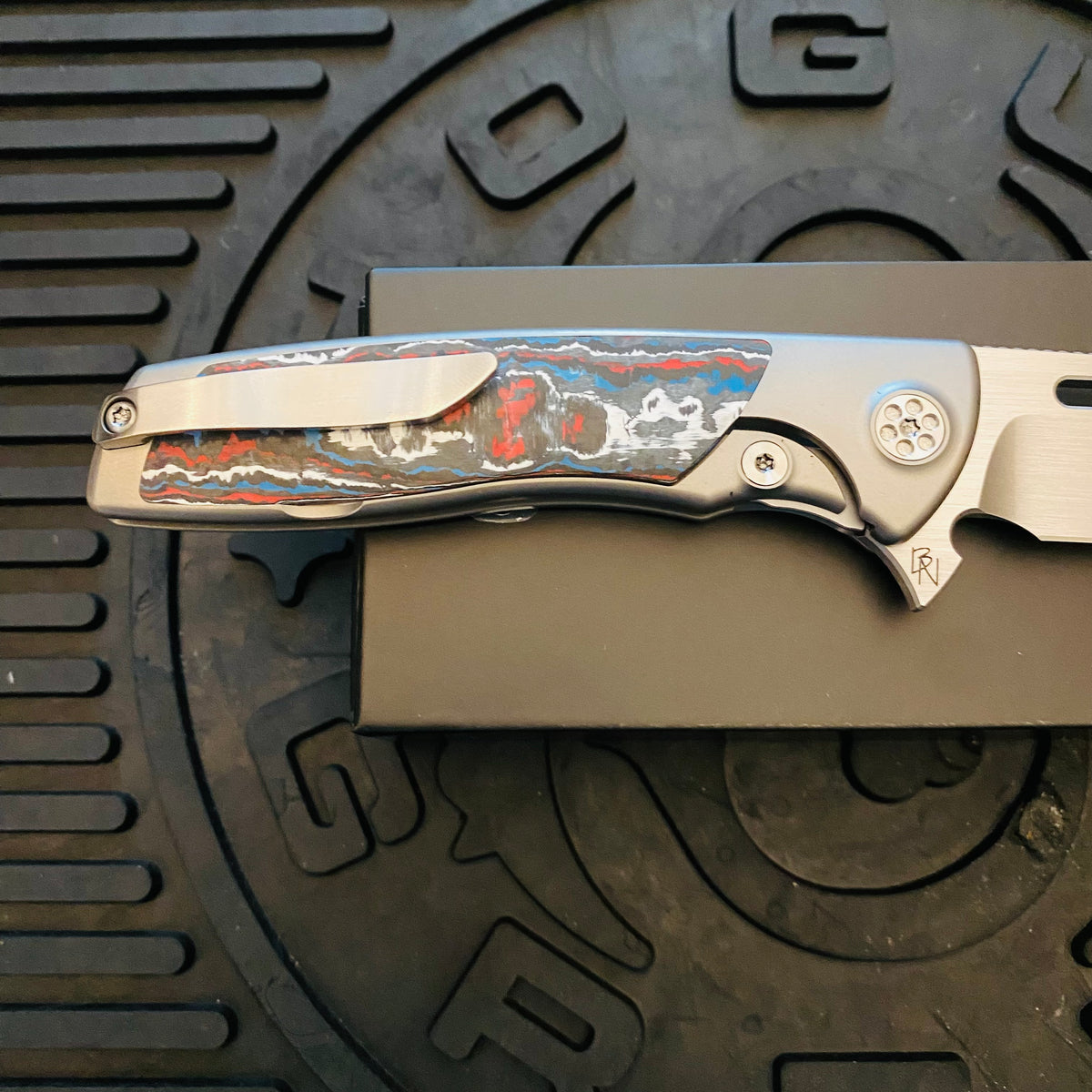 Sharp By Design Mini Evo Flipper 3.25" Satin HARPOON NEBULA FAT CARBON Inlay Knife