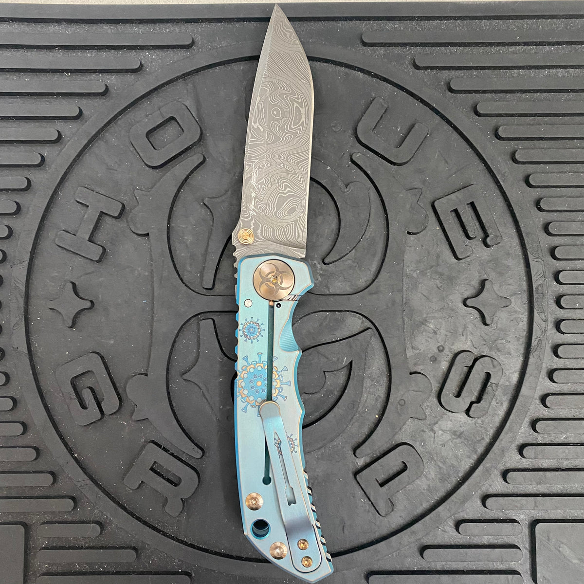 Spartan Blades Harsey Folder - Plague Doctor GREEN Special Edition Chad Nichols Damascus Blade
