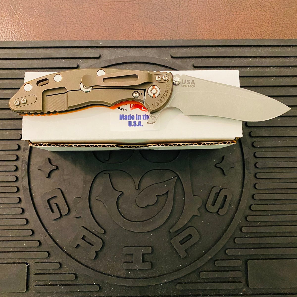 Rick Hinderer XM-18 3.5″ Recurve Tri-Way Battle Bronze Orange G10 Folding Knife
