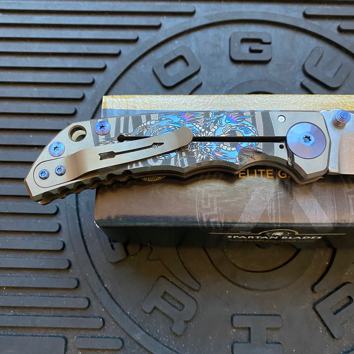 Spartan Blades SF5DRAGON SHF Dragon Harsey Folding Knife 3.95" S45VN Stonewashed Plain Blade, Titanium Handles