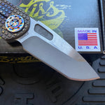 Curtiss Custom F3 Medium SLIM 3.25" Spanto NON-Flipper, Frag-Mill Torched, 2 Tone Stonewash Magnacut Folding Knife