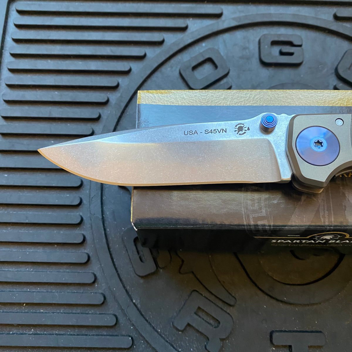 Spartan Blades SF5DRAGON SHF Dragon Harsey Folding Knife 3.95" S45VN Stonewashed Plain Blade, Titanium Handles