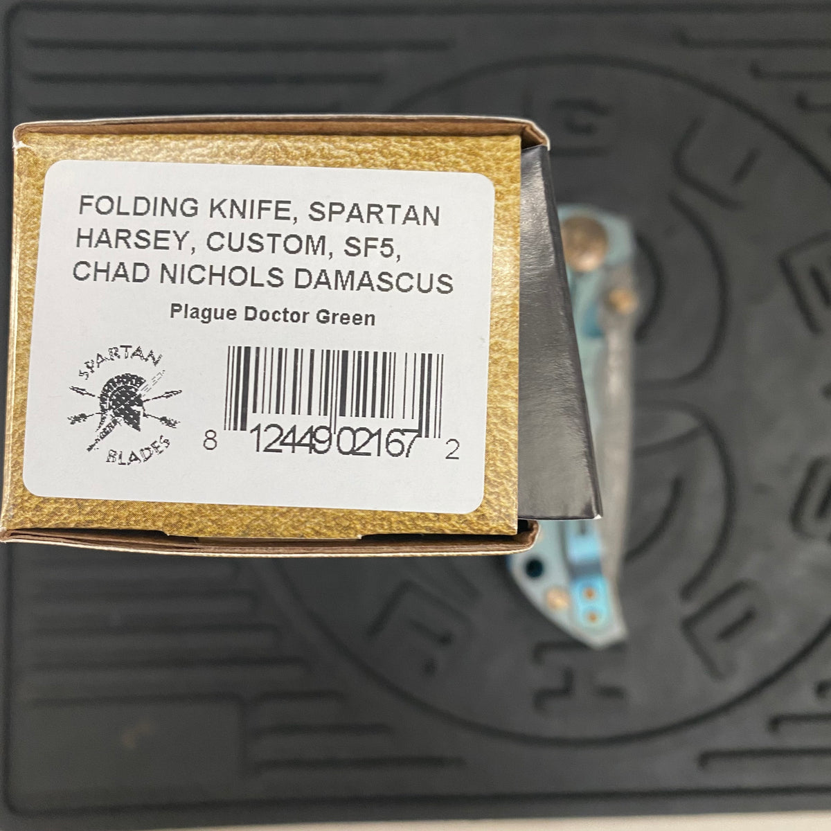 Spartan Blades Harsey Folder - Plague Doctor GREEN Special Edition Chad Nichols Damascus Blade