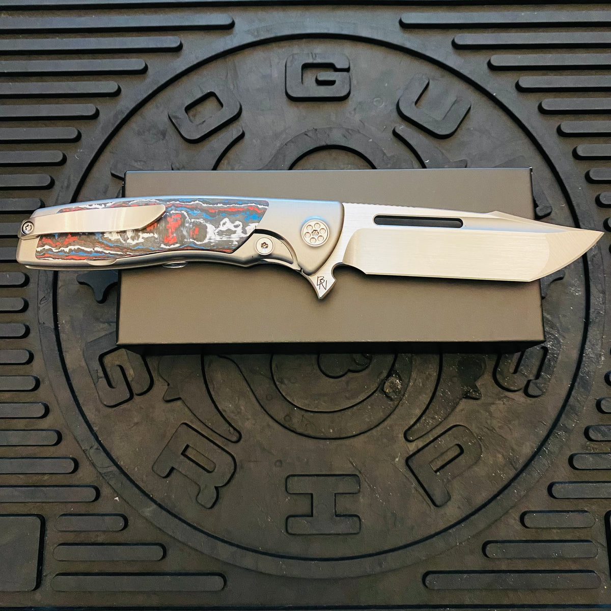 Sharp By Design Mini Evo Flipper 3.25" Satin HARPOON NEBULA FAT CARBON Inlay Knife